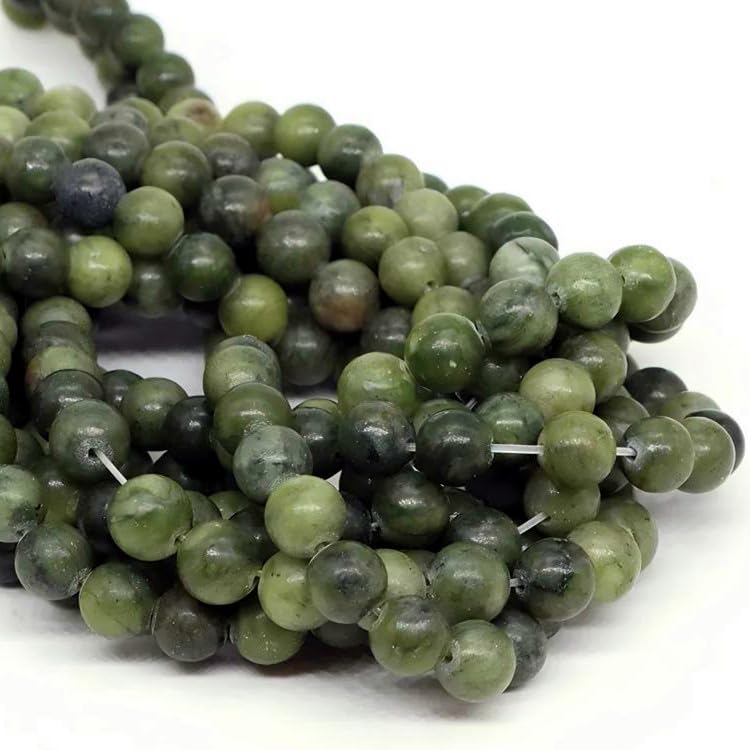 108 Pcs Green Jade Beads for Jewelry Making 8 MM Green Jade Gemstones Loose Stone Beads (Green Jade / 8MM, 108pcs)