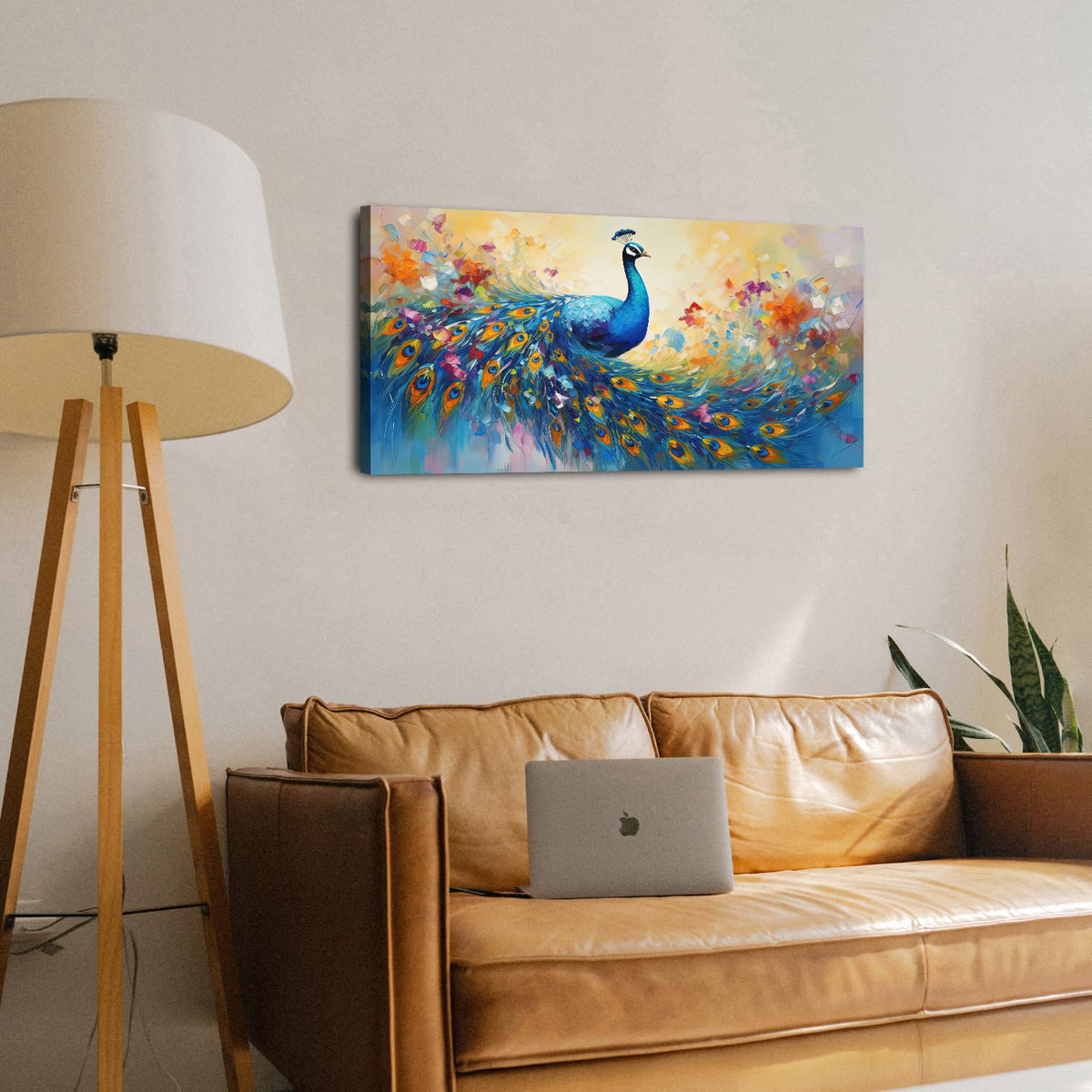 Abstract Peacock Wall Art Colorful Peacock Pictures Wall Decor Abstract Bird Canvas Poster Watercolor Animal Prints Painting Vintage Framed Artwork for Living Room Bedroom Home Decorations 20x40 (40"L x 20"W / Peacock)