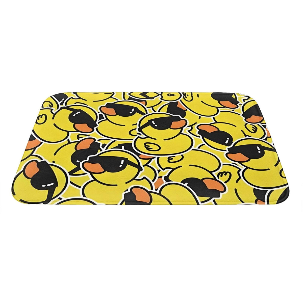 Cartoon Rubber Duck with Sunglasses Bath Mat Non (1'4" x 1'11" (Rectangular) / Yellow Duck Wearing Sunglasses)