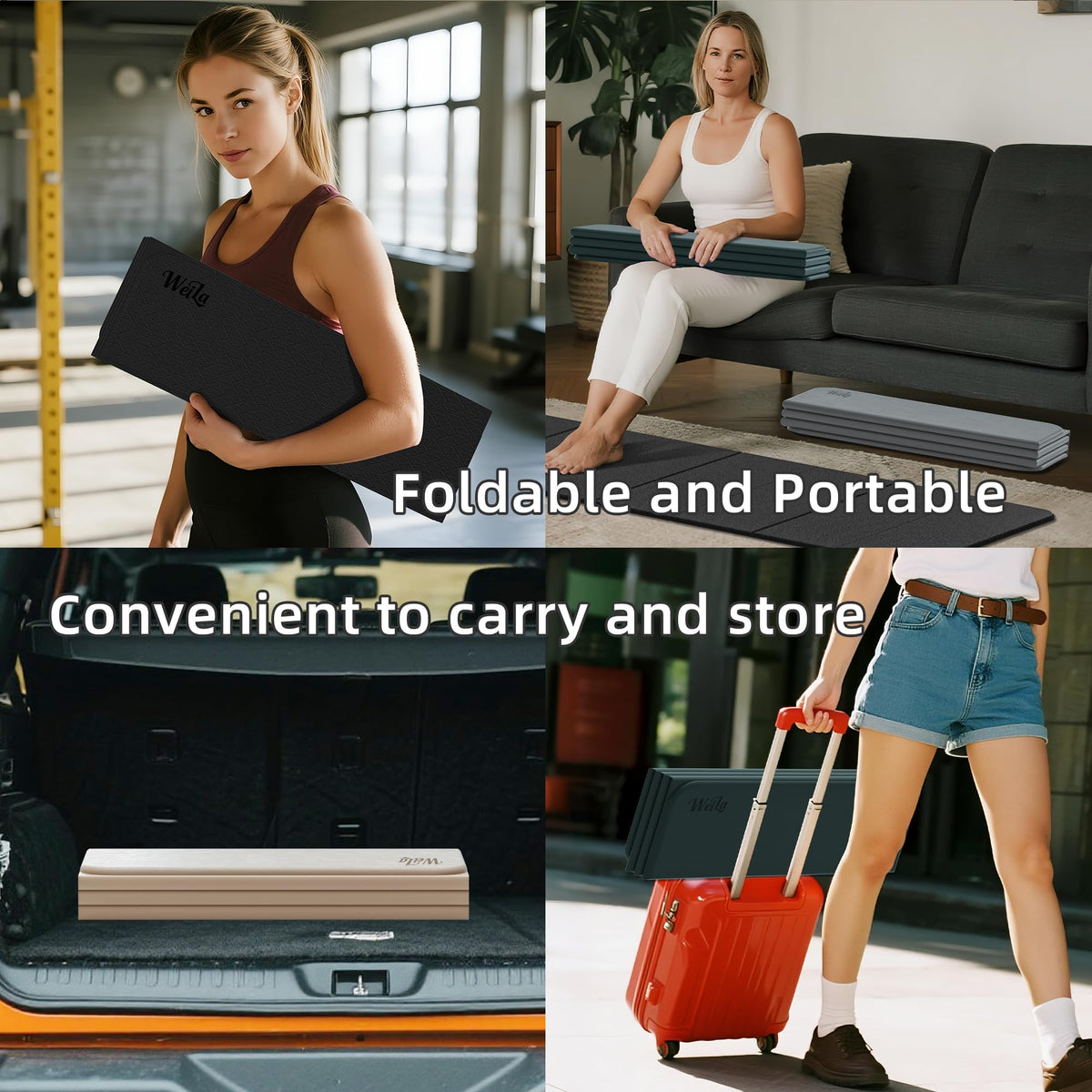 1 2 Inch 70"x24" Foldable TPE Yoga Mat (Dark Green)