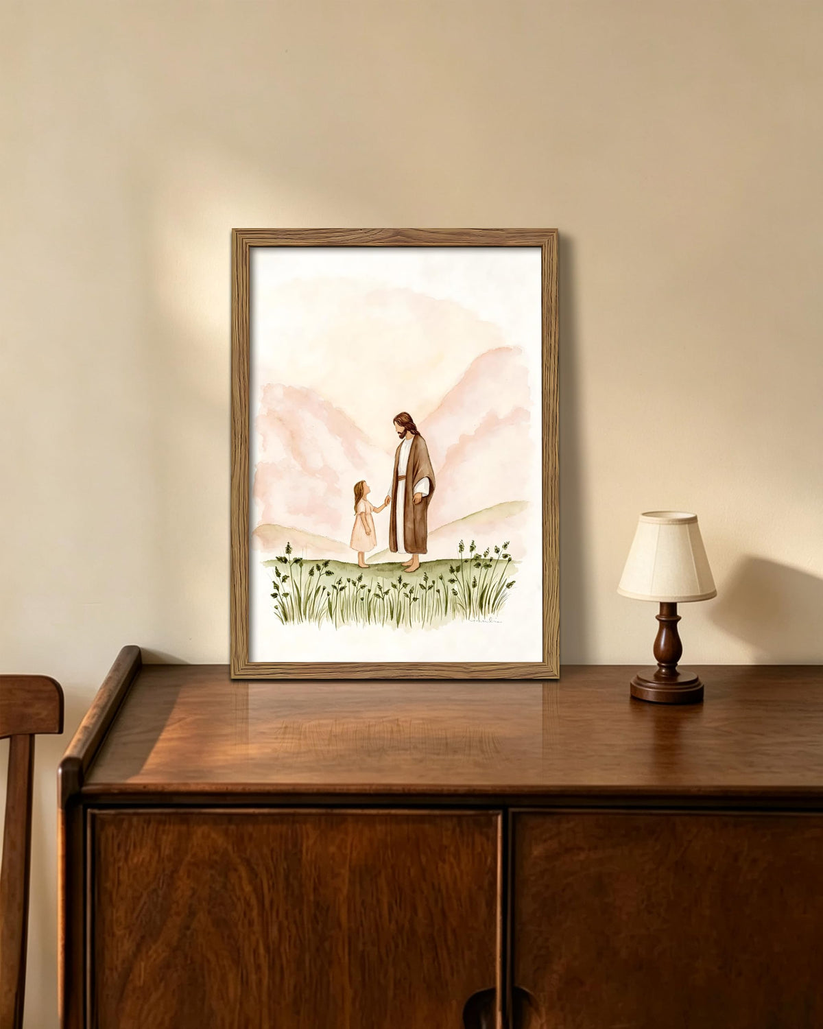 Jesus and Child Framed Canvas Wall Art (A-Jesus / 16"L x 12"W)