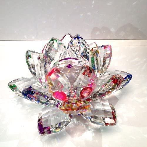 3 inch Sparkle Crystal Lotus Flower Feng Shui Home Decor with Gift Box (3 Inch)