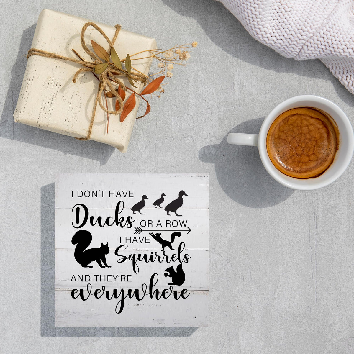 Humorous Office Quote Decor for Home Living Room Table (Beige)