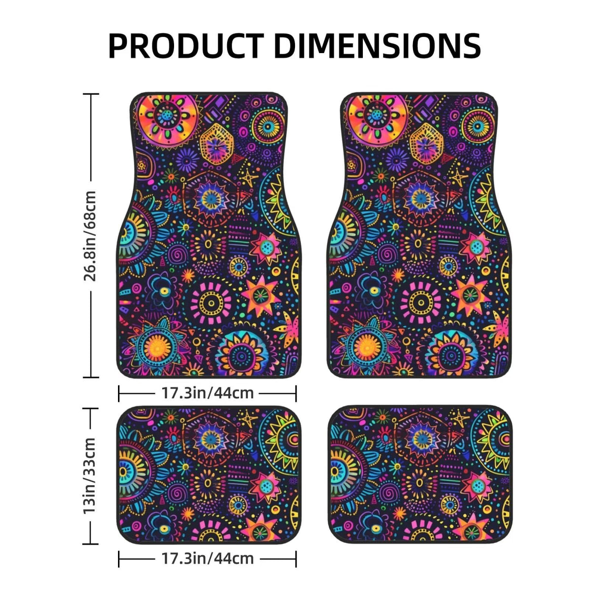 Boho Flower Car Floor Mats Floral Carpet Floor Mats Auto Heel Pad for Women Girl Mandala Floral Ethnic Purple Car Accessories Universal Fit for Suvs Sedans Trucks Cars (Boho Flower)