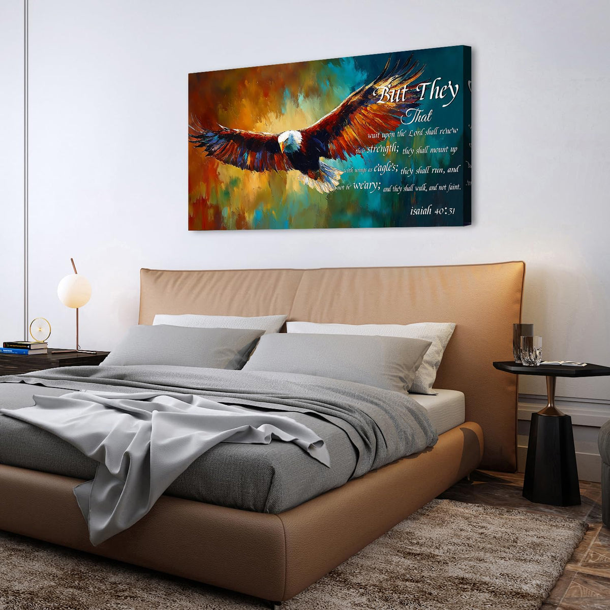 Christian Eagle Wall Art Isaiah 40 31 Poster Bible Verse Wall Decor Inspirational Scripture Canvas Prints Painting Religious Biblical Framed Artwork Bedroom Living Room Home Decoration 30x60 (60"L x 30"W / Isaiah 40 31)