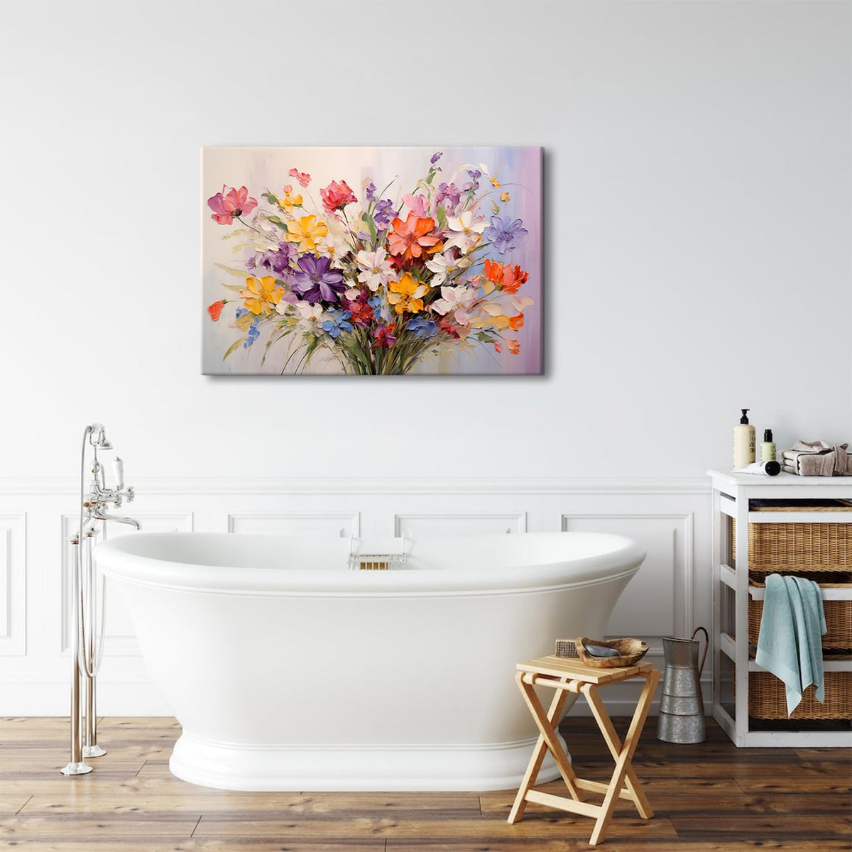 Colorful Daisy Poppy Wall Art Flower Picture Bedroom Wall Decor Wildflower Painting for Living Room Canvas Print Floral Bouquet Nature Poster Modern Artwork Bathroom Kitchen Home Decorations 24x36” (36"L x 24"W / Flower)