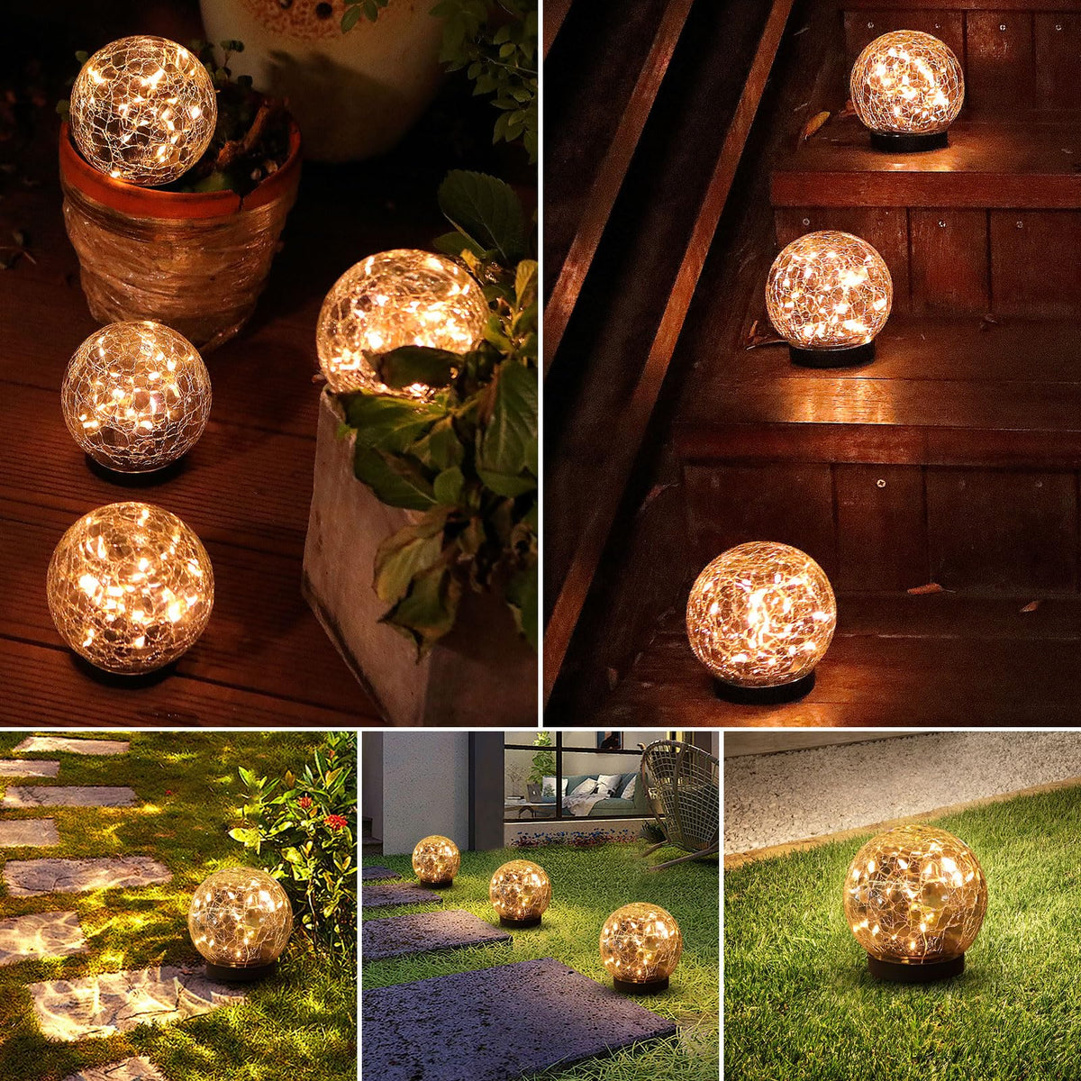 Solar Globe Lights Outdoor Waterproof (Warm White / 6 globes)