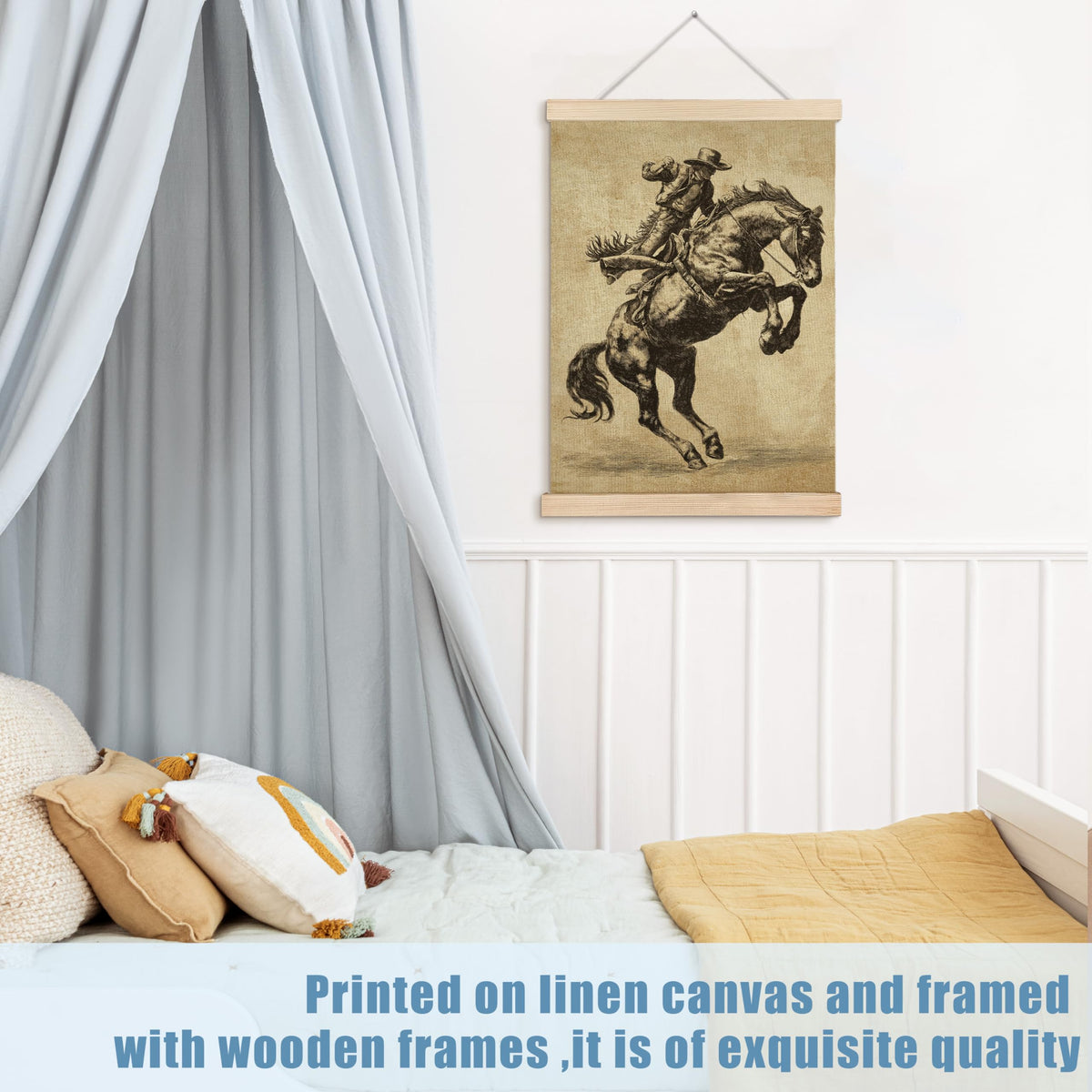 Vintage Western Cowboy Wall Art Decor (cowboy riding a horse)