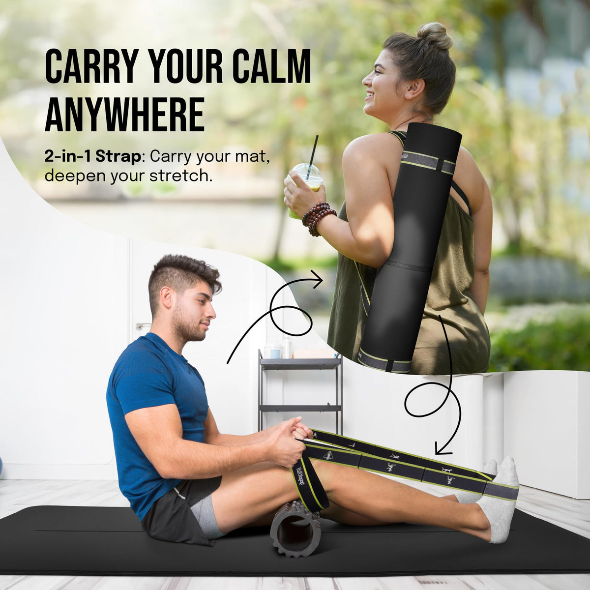 Extra Wide Yoga Mat for Men Women (Just Black / Extra Cushion (1/2 Inch Thick))