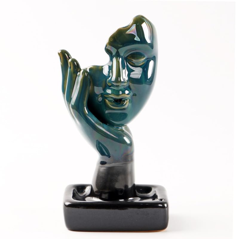 Half Face of Women in Hands Statue Backflow Incense Holder (Face Statue)