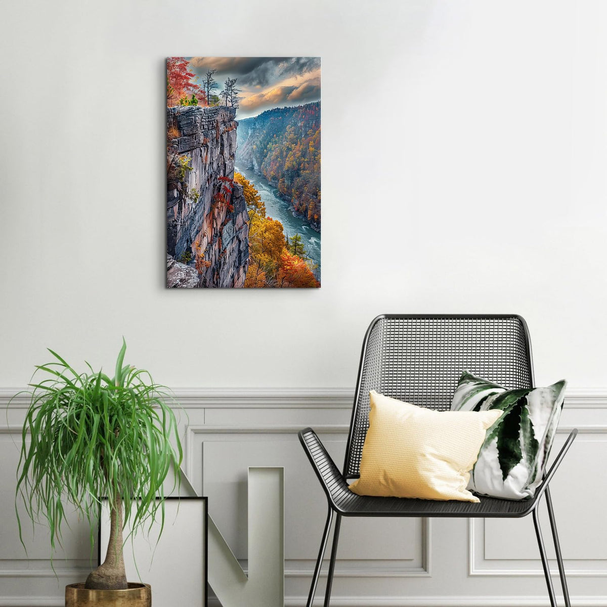 Sunset Mountain Canyon Wall Art Nature River Pictures Wall Decor National Park Scenic Forest Canvas Prints Valley Landscape Posters Painting for Living Room Office Home Decoration 16x24 (24"L x 16"W / Sunset Valley)