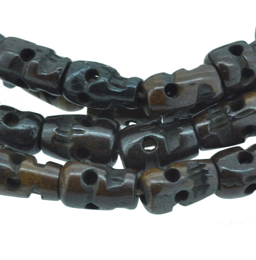 Carved Yak Bone Skull Necklace (Brownish Black Skull)