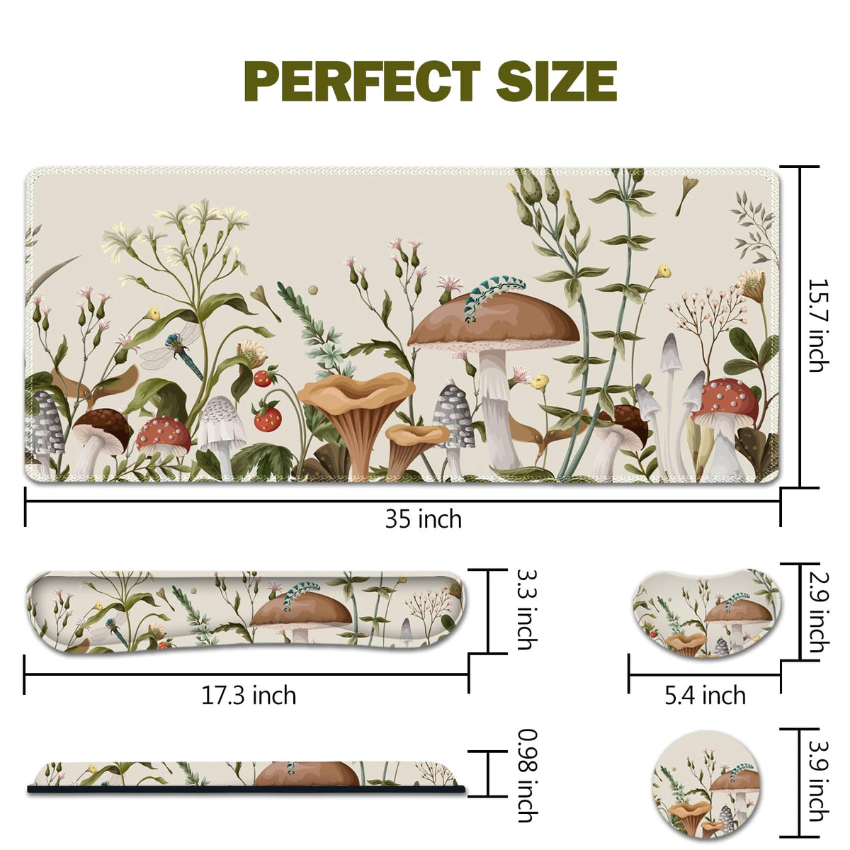 Large Gaming Mouse Pad Set (Mushroom Plant Garden)