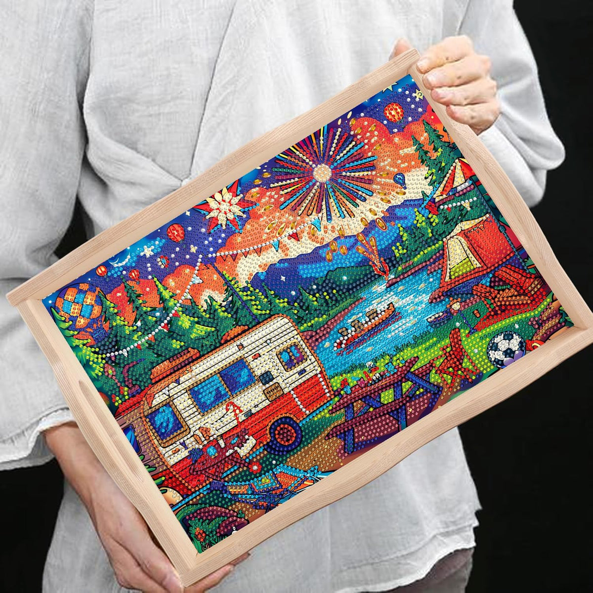 5D Diamond Art Kits for Adults Wooden Serving Tray with Handle (Z Medium)