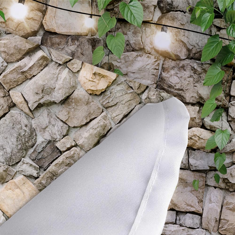 Stone Brick Wall Shower Curtain (White / 36"W x 72"L (Pack of 1))