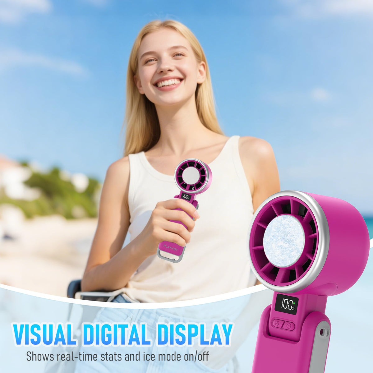 Portable Handheld Cooling Fan (Magenta)