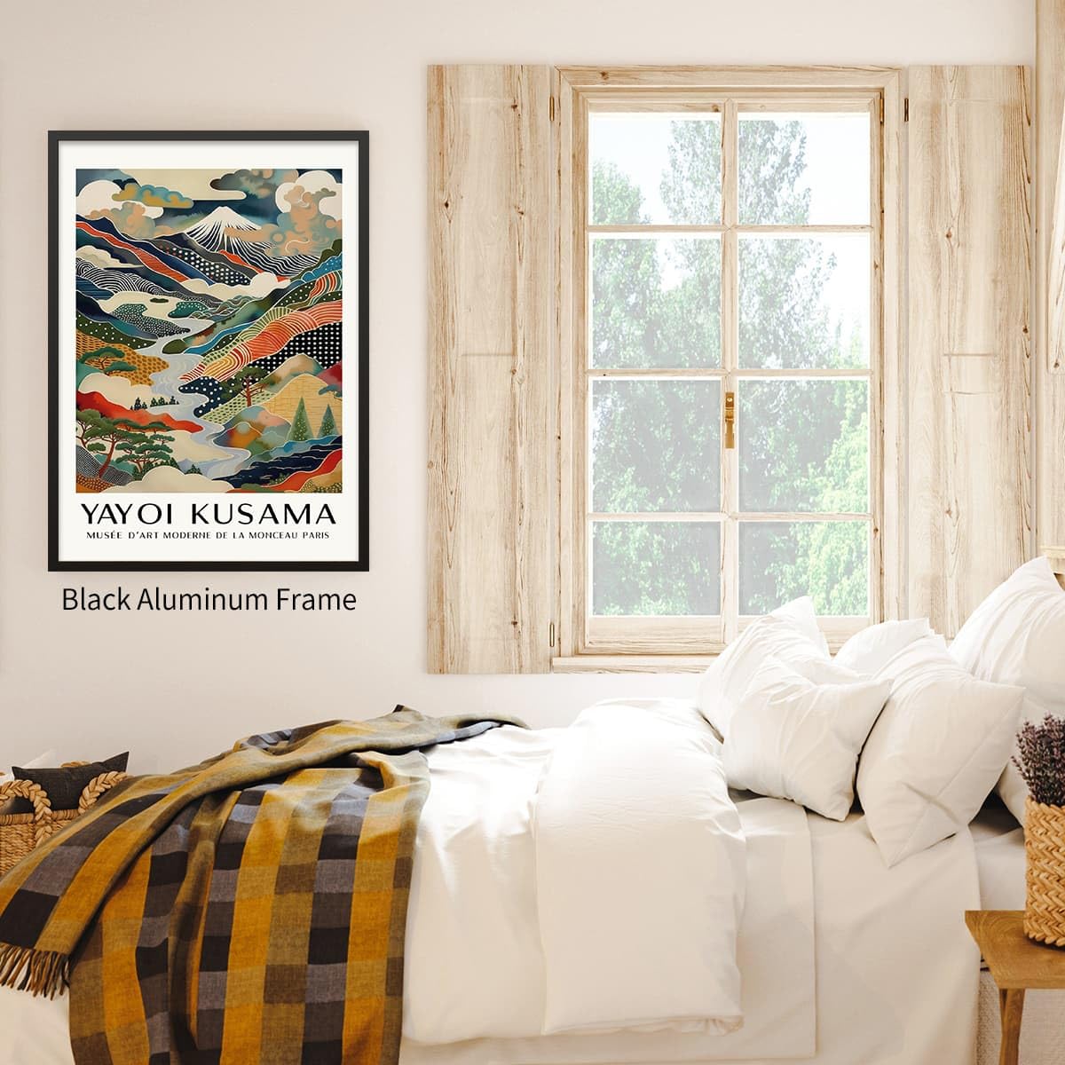 Black Framed Wall Art Yayoi. Kusama Posters Vintage Japanese Canvas Prints Mount Fuji Landscape Pictures Modern Nature Mountain Artwork 24x36 inch for Living Room Bedroom Office Gallery Decor (Black Framed / Japanese Art 011 / 36"L x 24"W)