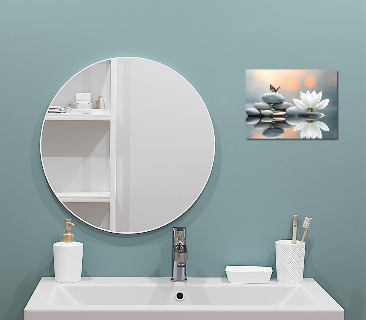 Lotus Zen Canvas Print Wall Art Modern Artwork Wall Decor (11"L x 15"W / ZEN-1)