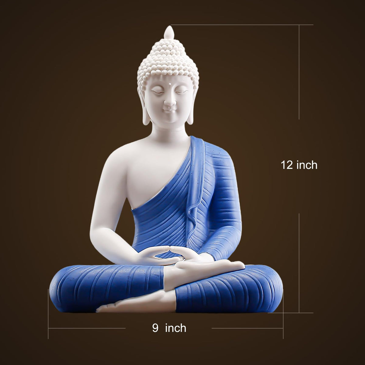 12 inch Blue Buddha Statue for Home Decor (Blue)