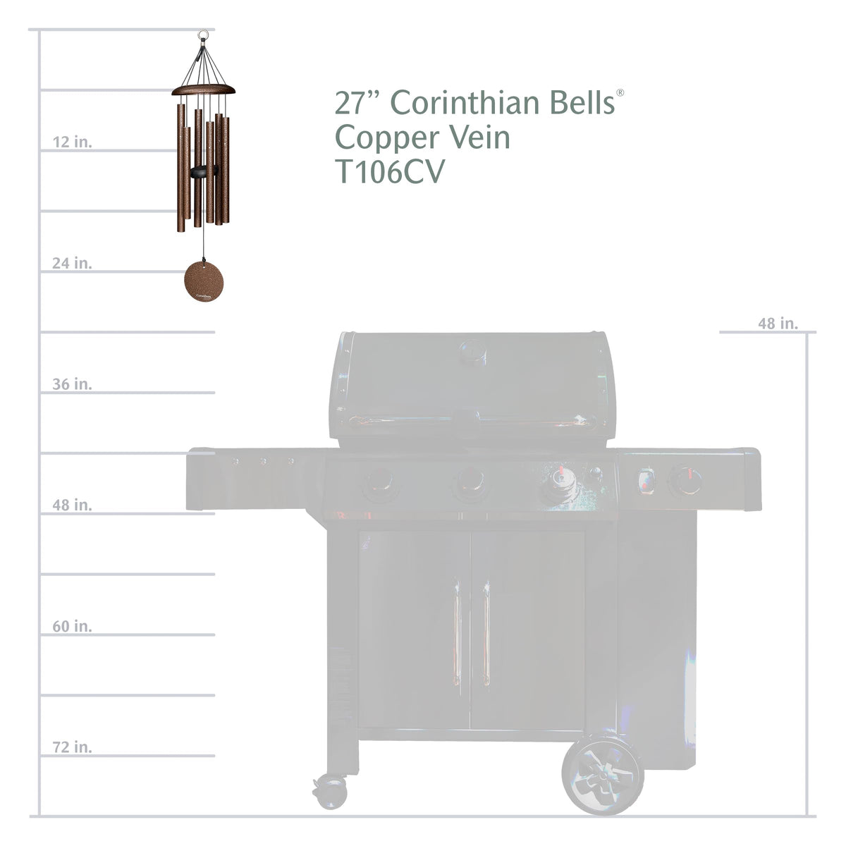 27 Inch Copper Vein Wind Chimes for Outside (Copper Vein)