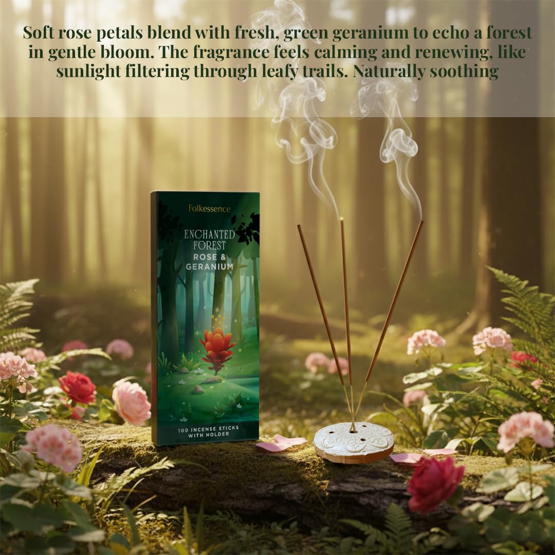 Rose & Geranium Outdoor Incense Sticks with Holder (Pack of 100)