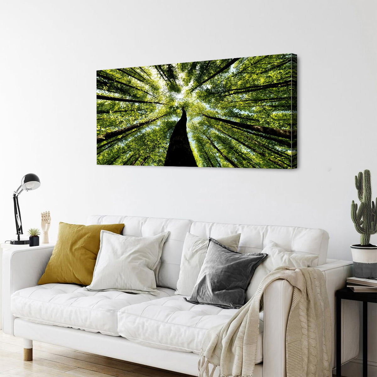 Green Nature Forest Wall Art Mountain Scenic Wall Decor for Living Room Bedroom Sunrise Nature Painting Canvas Prints Morning Sunlight Picture Modern Artwork Living Room Bedroom Home Decoration 24x48" (48"L x 24"W / Forest)
