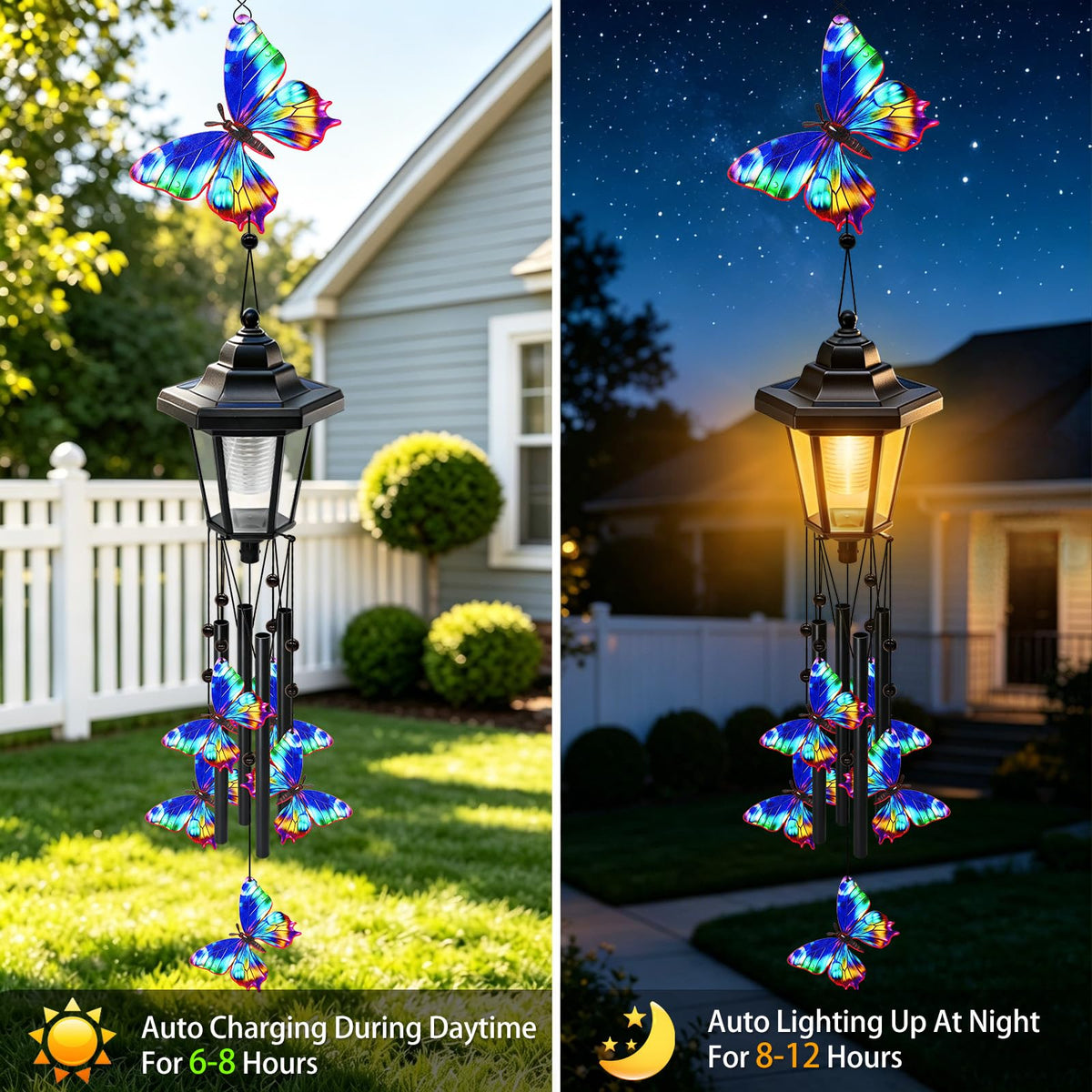 2 Pack Solar Butterfly Wind Chimes (Butterfly Wind Chimes)