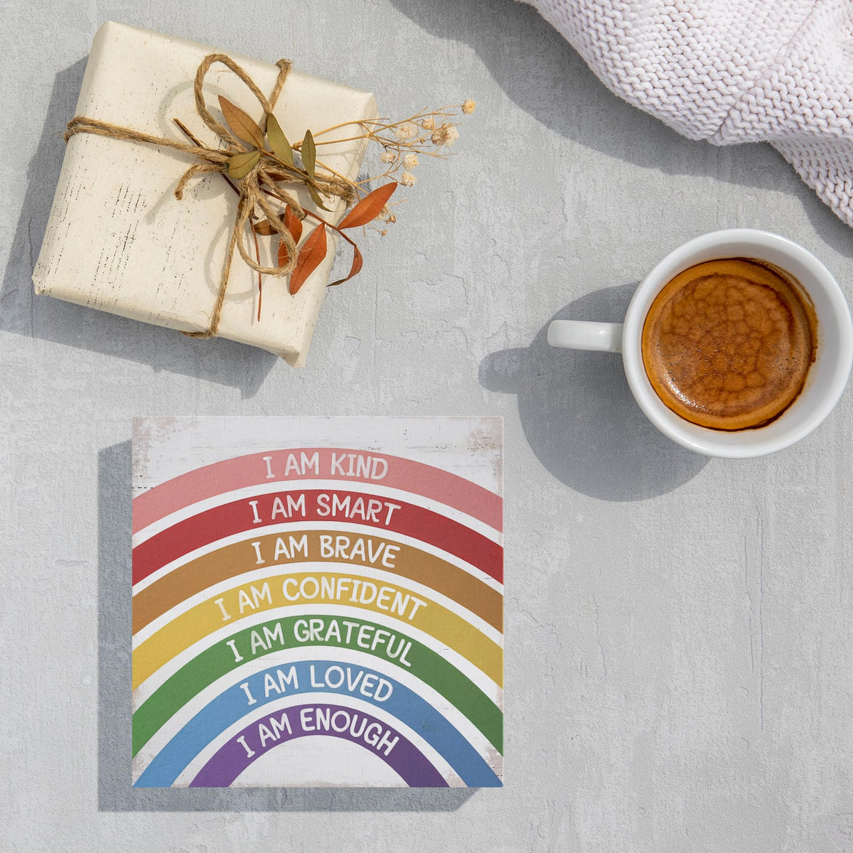 Boho Desk Decor Sign for Kids Room Nursery Bathroom Bedroom (Khaki)