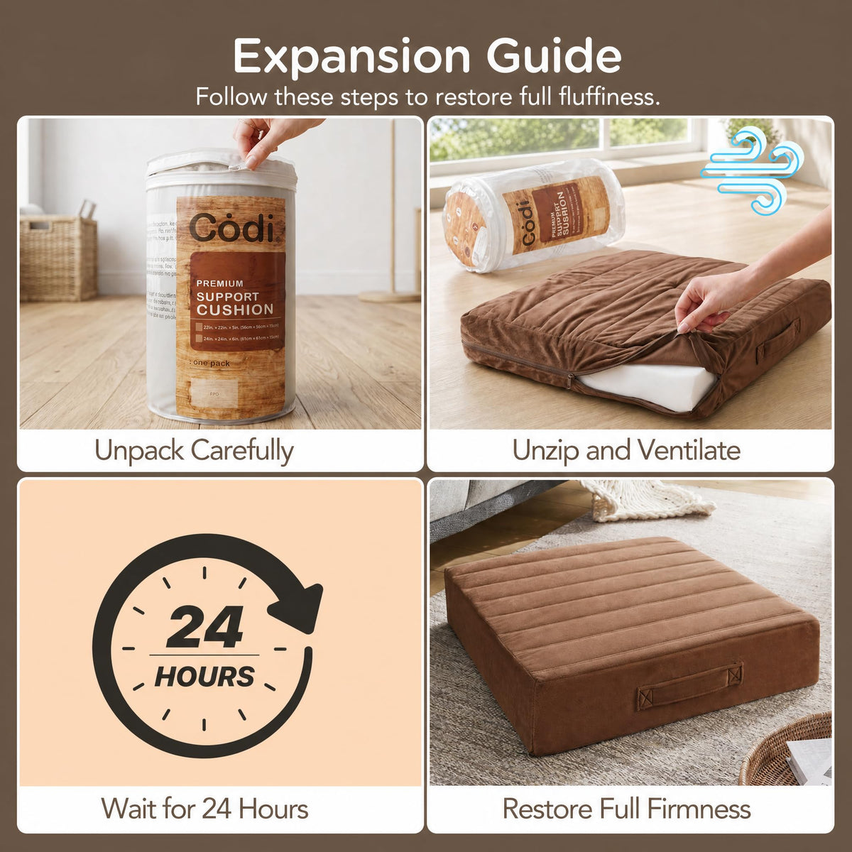 Couch Cushion Replacements 2 Pack (Coffee / 24 Inch (Pack of 2))