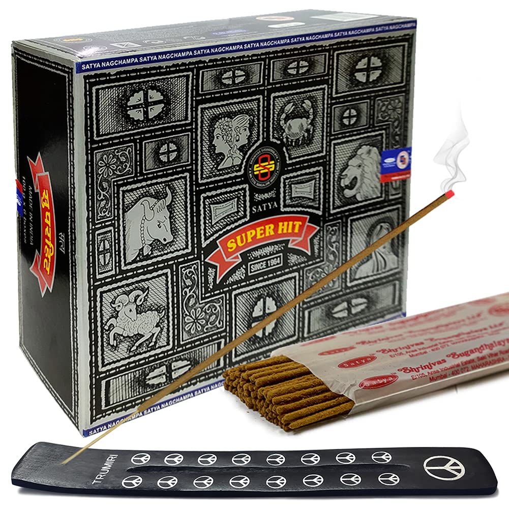 Super Hit Incense Sticks 100g and Holder Bundle (Super Hit 100g - Pack of 6)