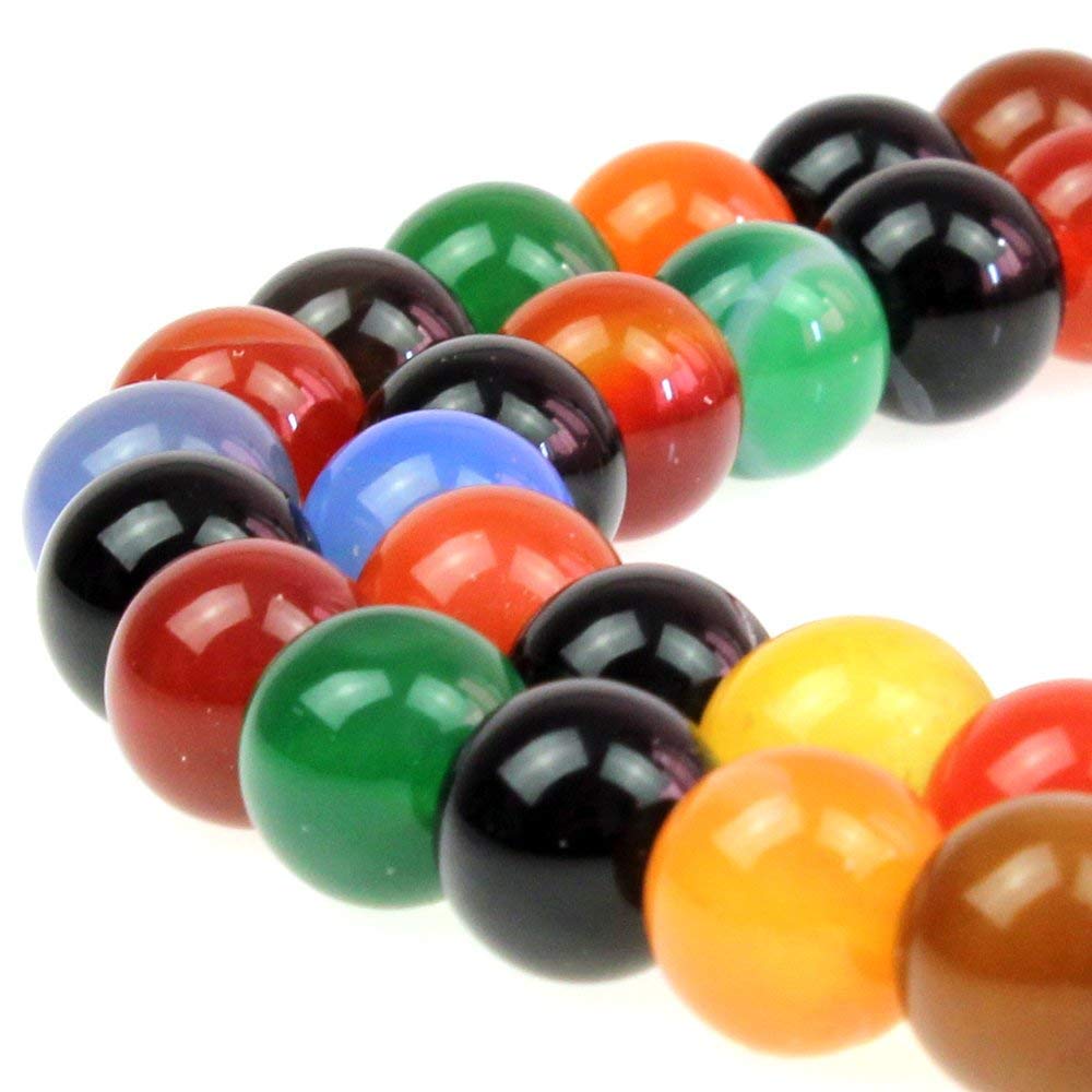 AAA Natural Multicolor Agate Beads Round Colorful Stone Energy Healing Beads for DIY Necklace Bracelat Jewelry Making Strand 15" (Colorful Agate / 12mm)
