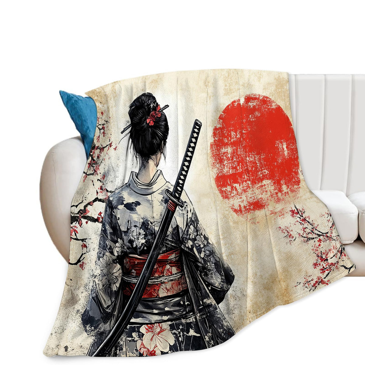 Japanese Geisha Throw Blanket (50"x60" / Japanese Samurai)
