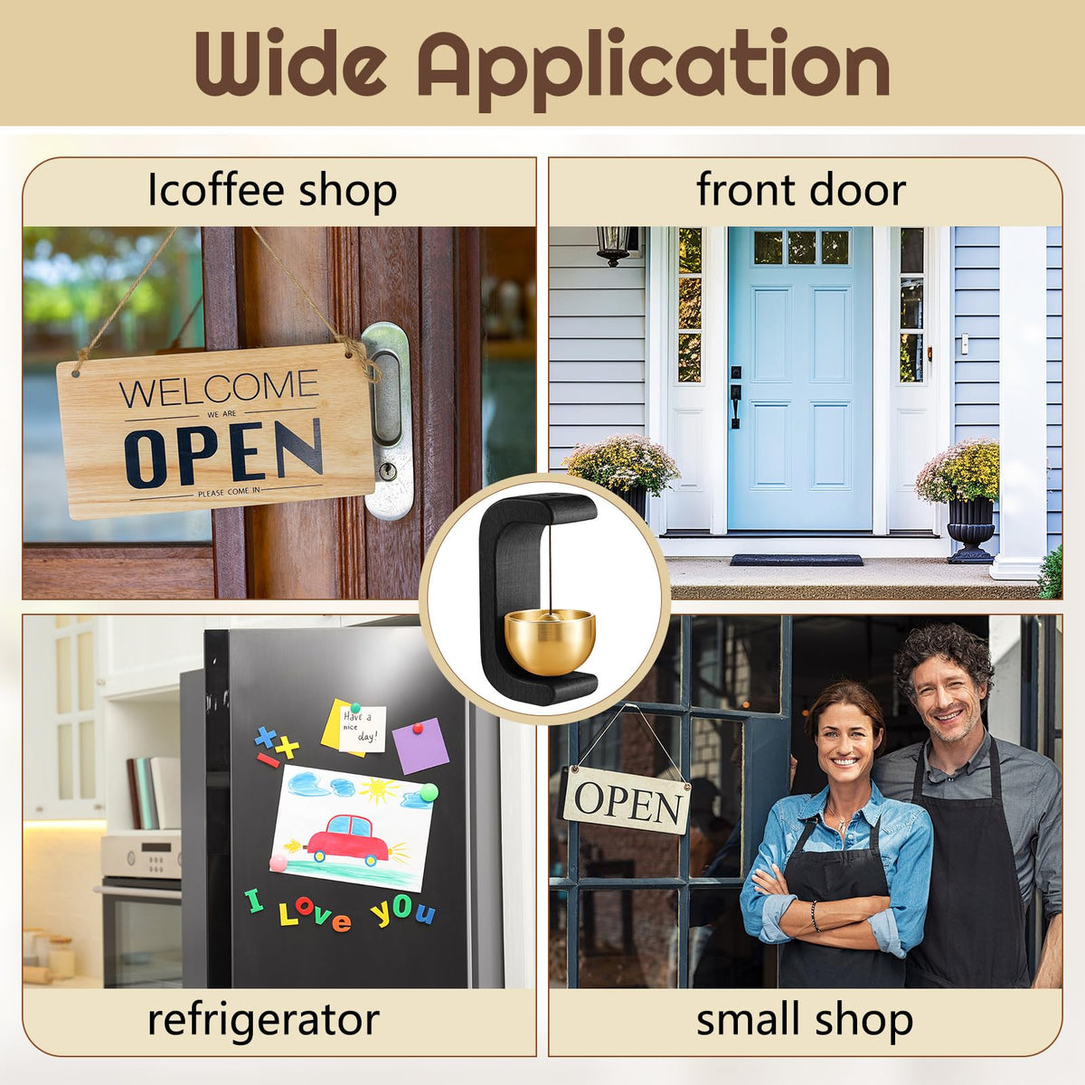 6 Pcs Magnetic Wooden Doorbell Chime (Black Beech)