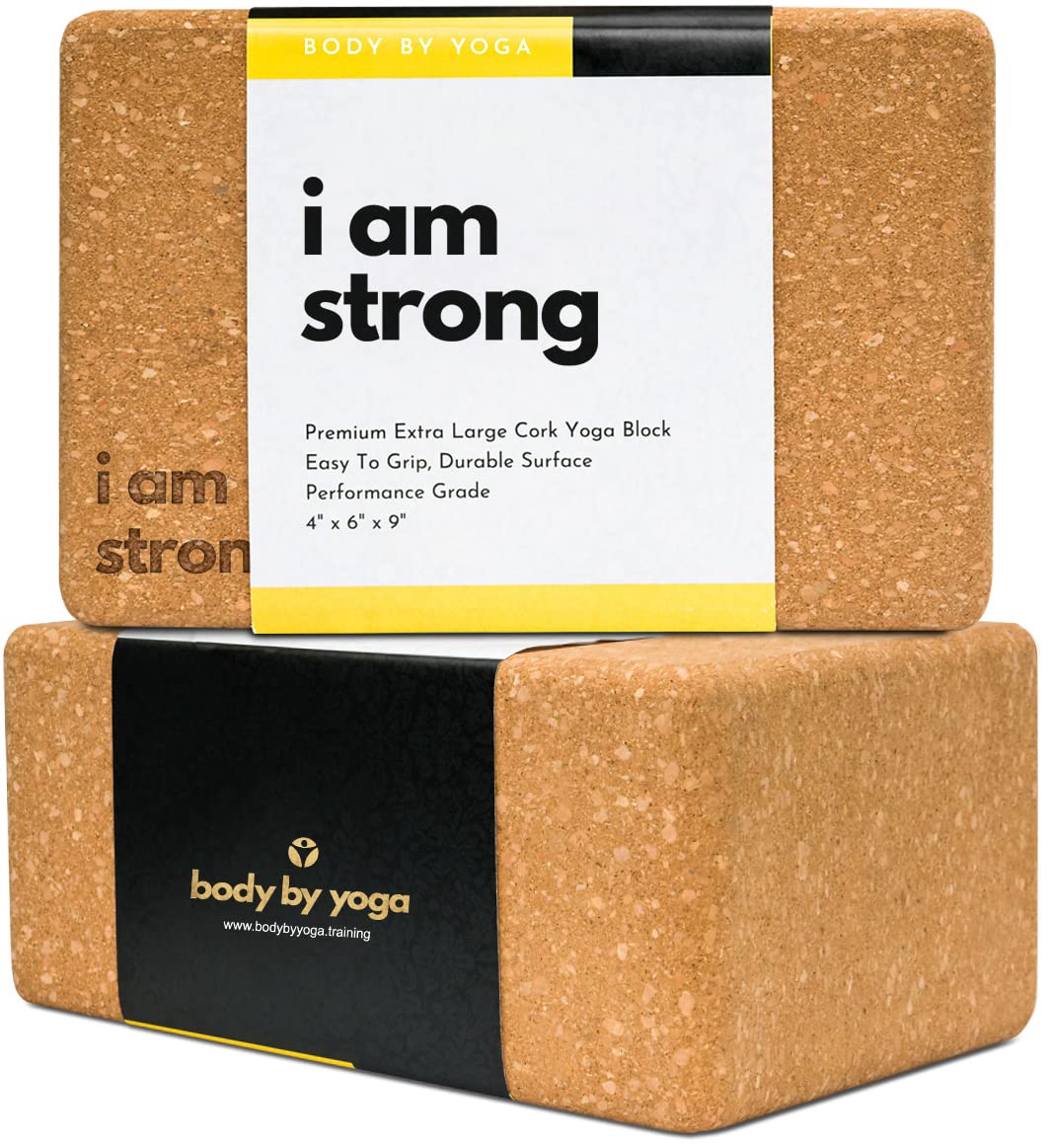 Cork Yoga Blocks 2 Pack (I Am Strong)