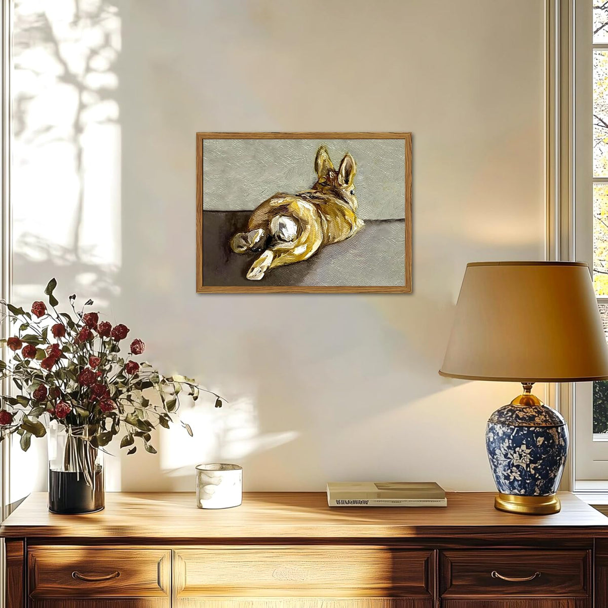 Framed Vintage Easter Bunny Wall Art (Cute Rabbit / 24"L x 16"W)