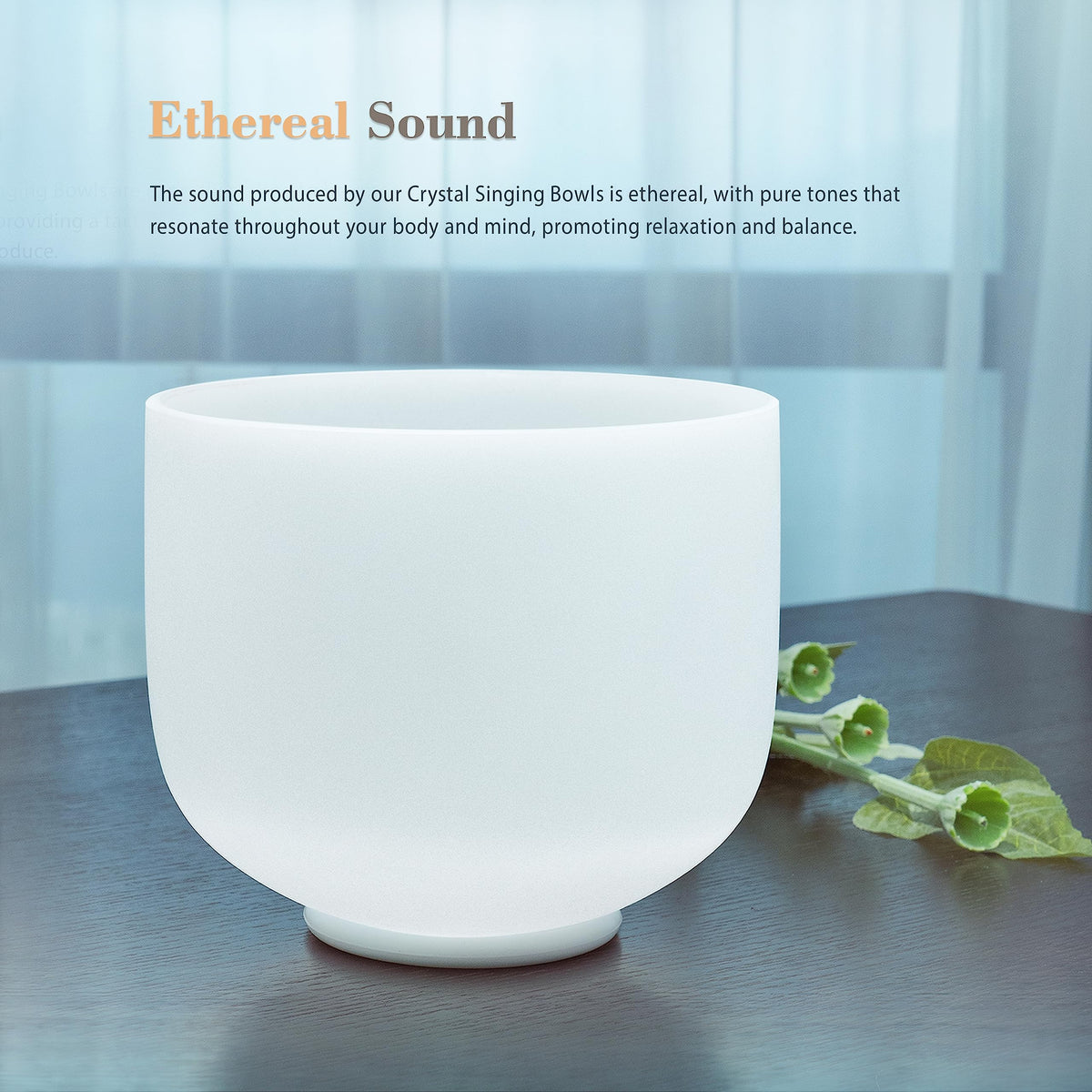 7" E Note Crystal Singing Bowl Solar Plexus Chakra with Suede Mallet for Meditation (7 inch E / E Note)
