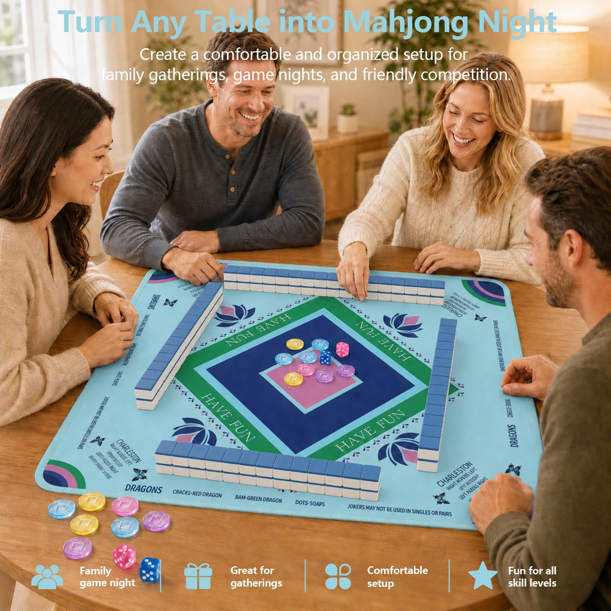 Mahjong Mat Set for American Mahjong (Hehua-set-1)
