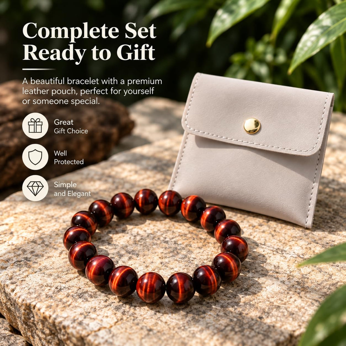 10MM Red Tigers Eye Bracelet for Women Men (10MM Red Tigers Eye)