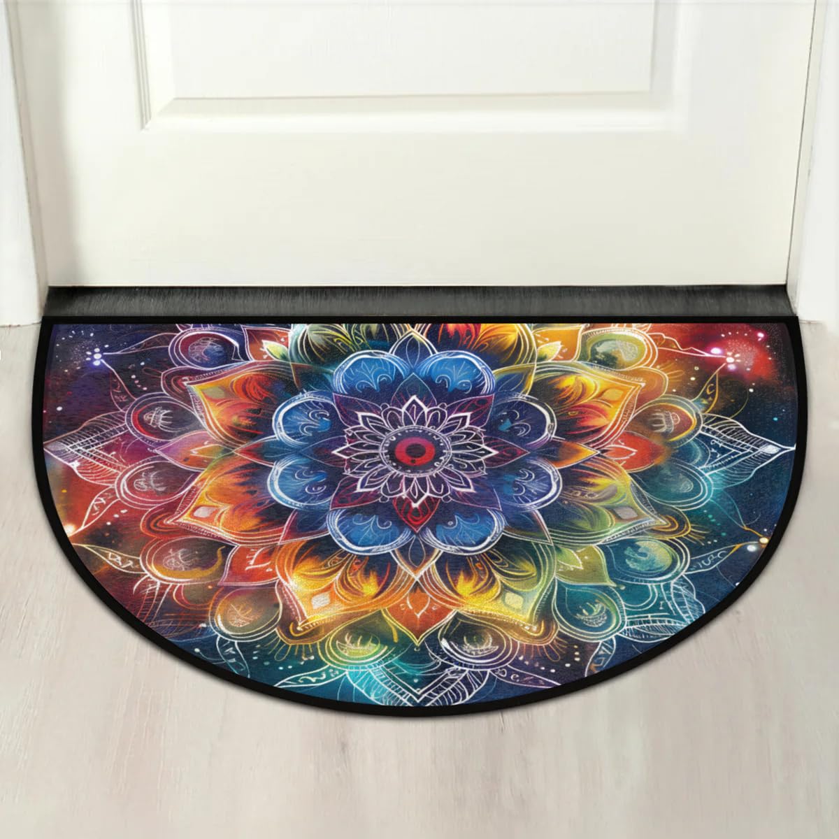 Mandala Galaxy Half Round Door Mat Semi Moon Rug Fireplace Carpet Area Rugs (A:a-7)