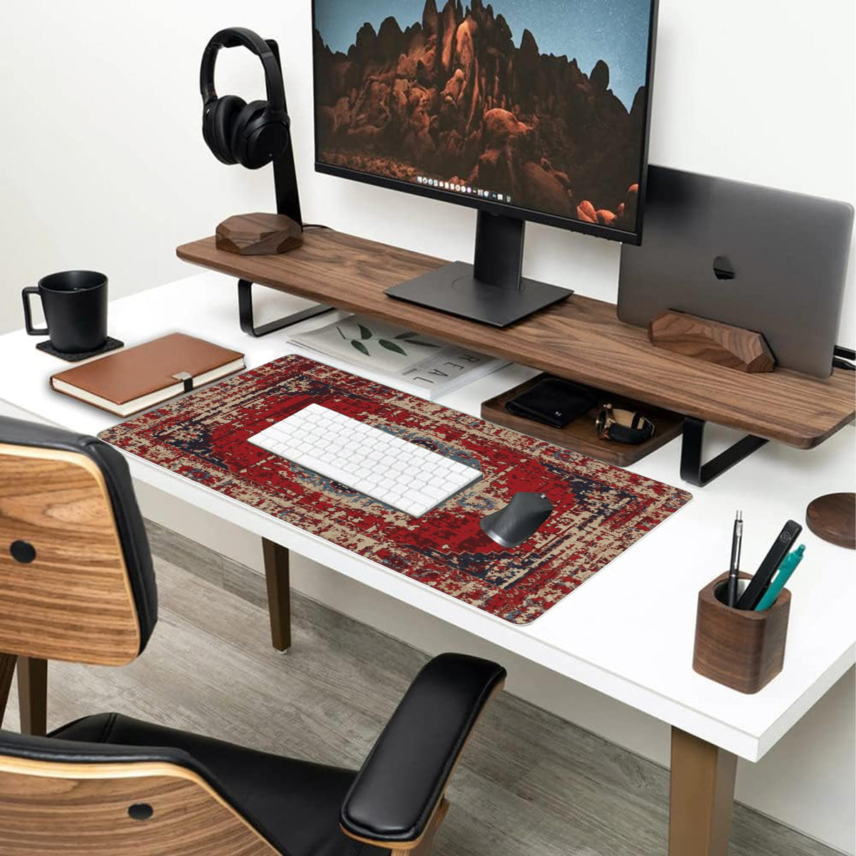 Desk Mat Boho Carpet Style Large Gaming Mouse Pad for Desk XXL (35.4" x 35.4" / Boho Carpet Style-2)