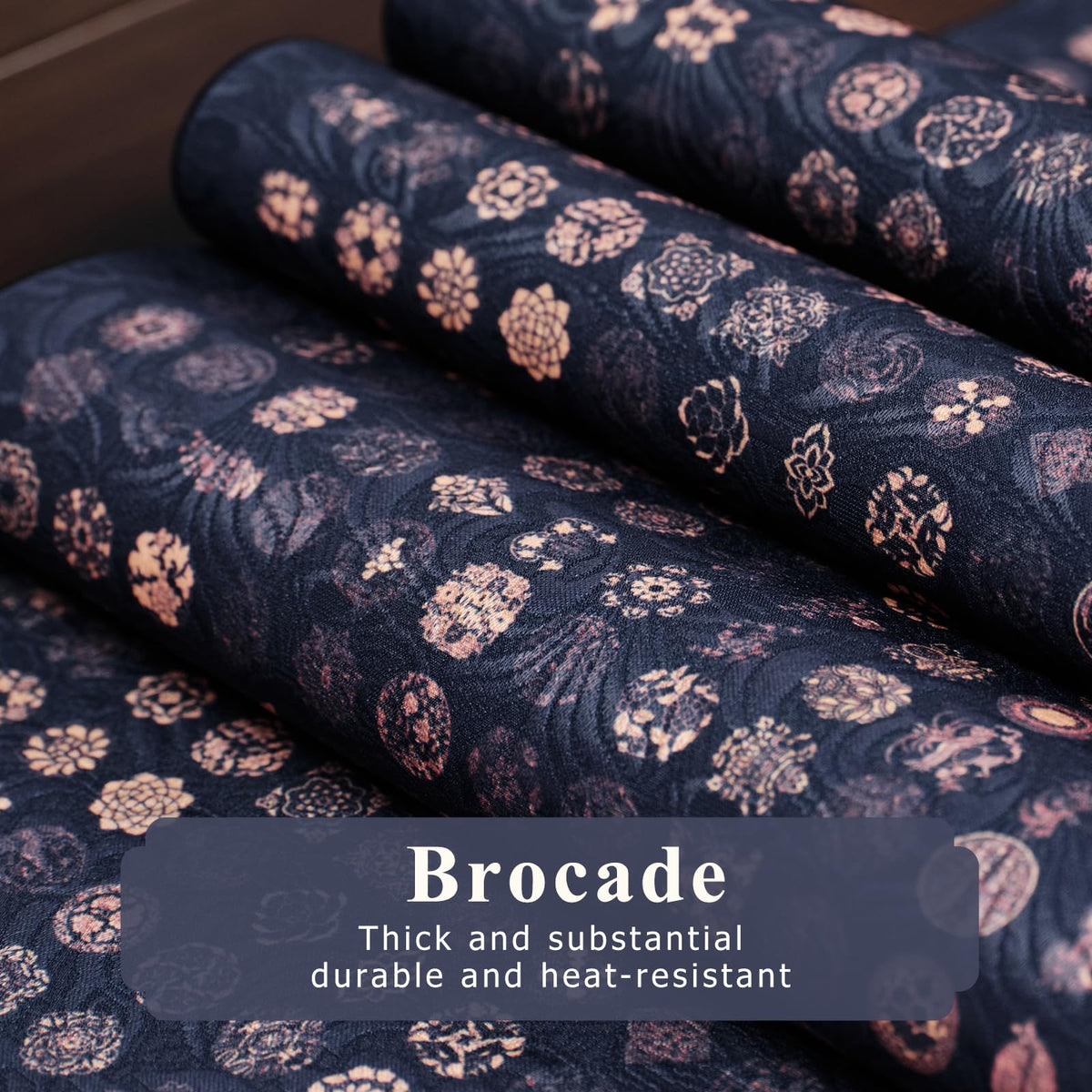 Extra Long 2 Piece Table Runner Set 118 (Royal Bloom (13") & Brocade Rhyme (19") Set - 118inch Long)