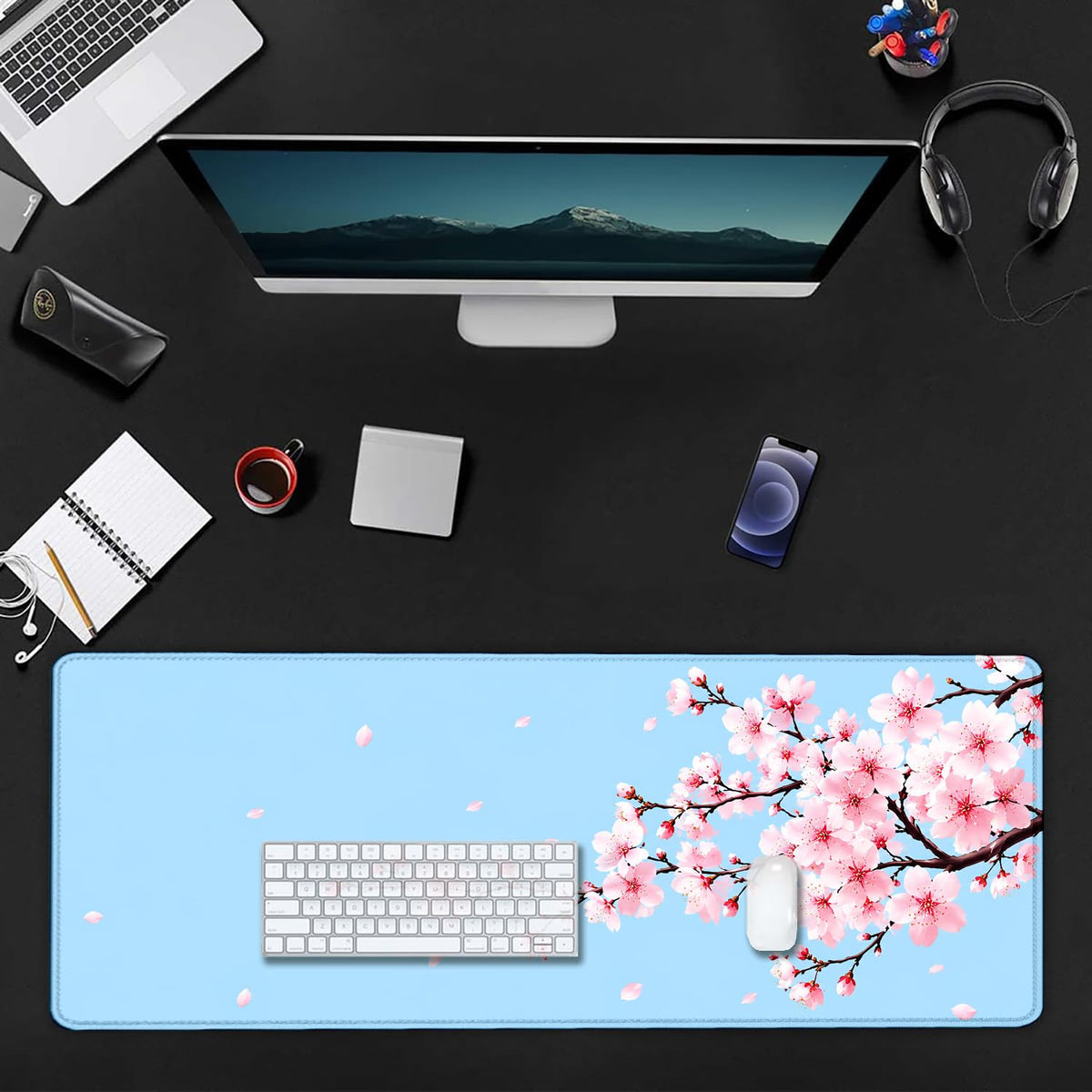Extended Large Gaming Mouse Pad (Light Blue Sakura)