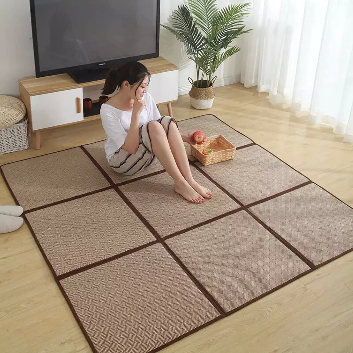 Large Japanese Tatami Mat 71x71in (Brown)