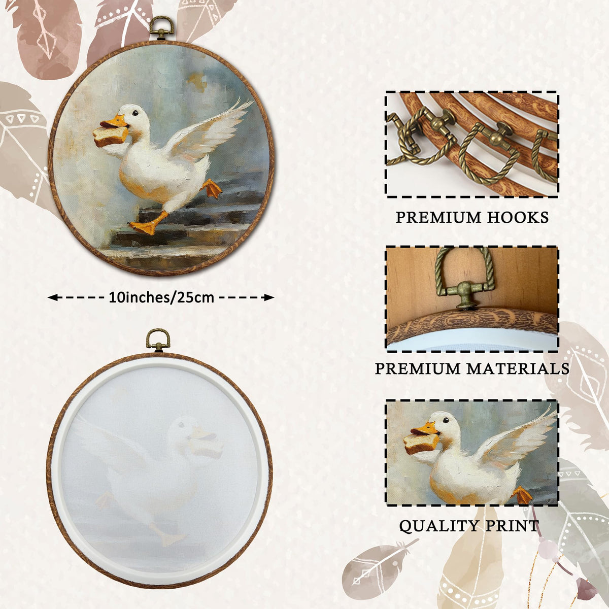 Funny Duck with Bread Round Wall Art (36Child)