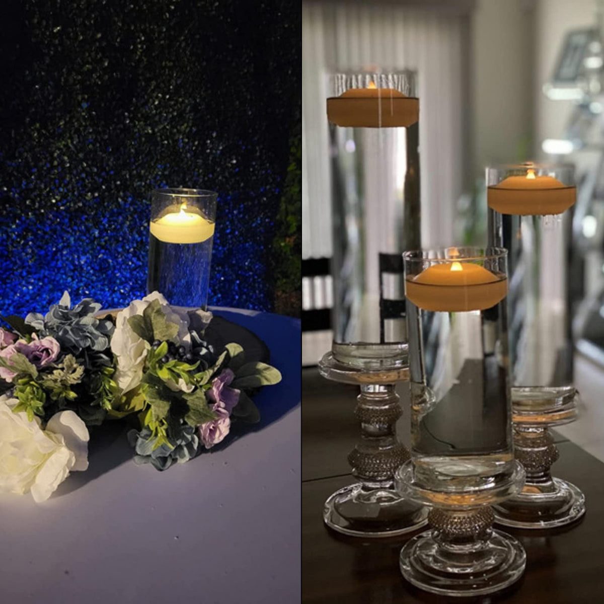 3 Inch Led Floating Candles (12 PCS Wax Floating Candles / 3 X 3 X 1.7 inches)