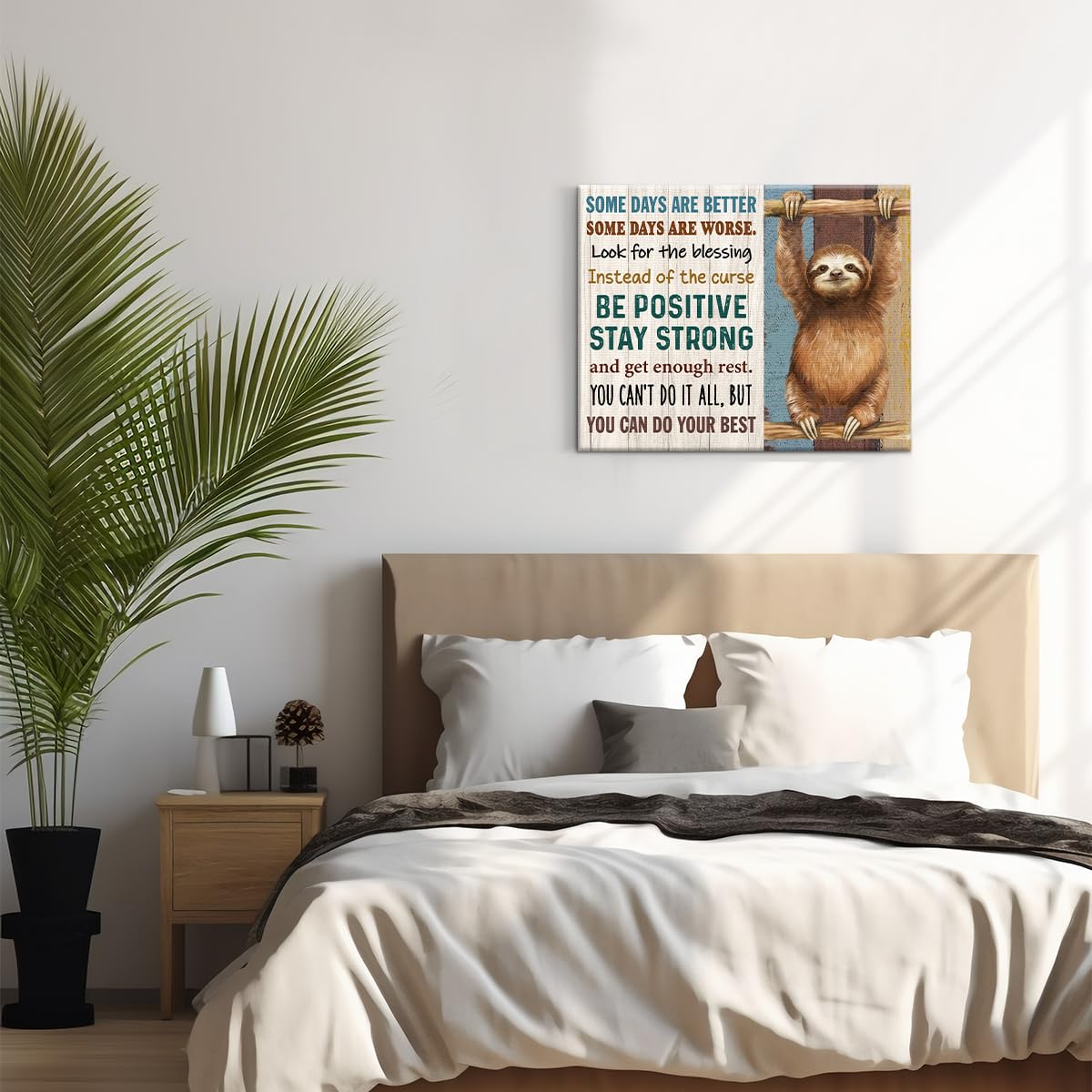 Inspirational Sloth Canvas Wall Art Sloth Motivational Poster Wall Decor (Sloth)