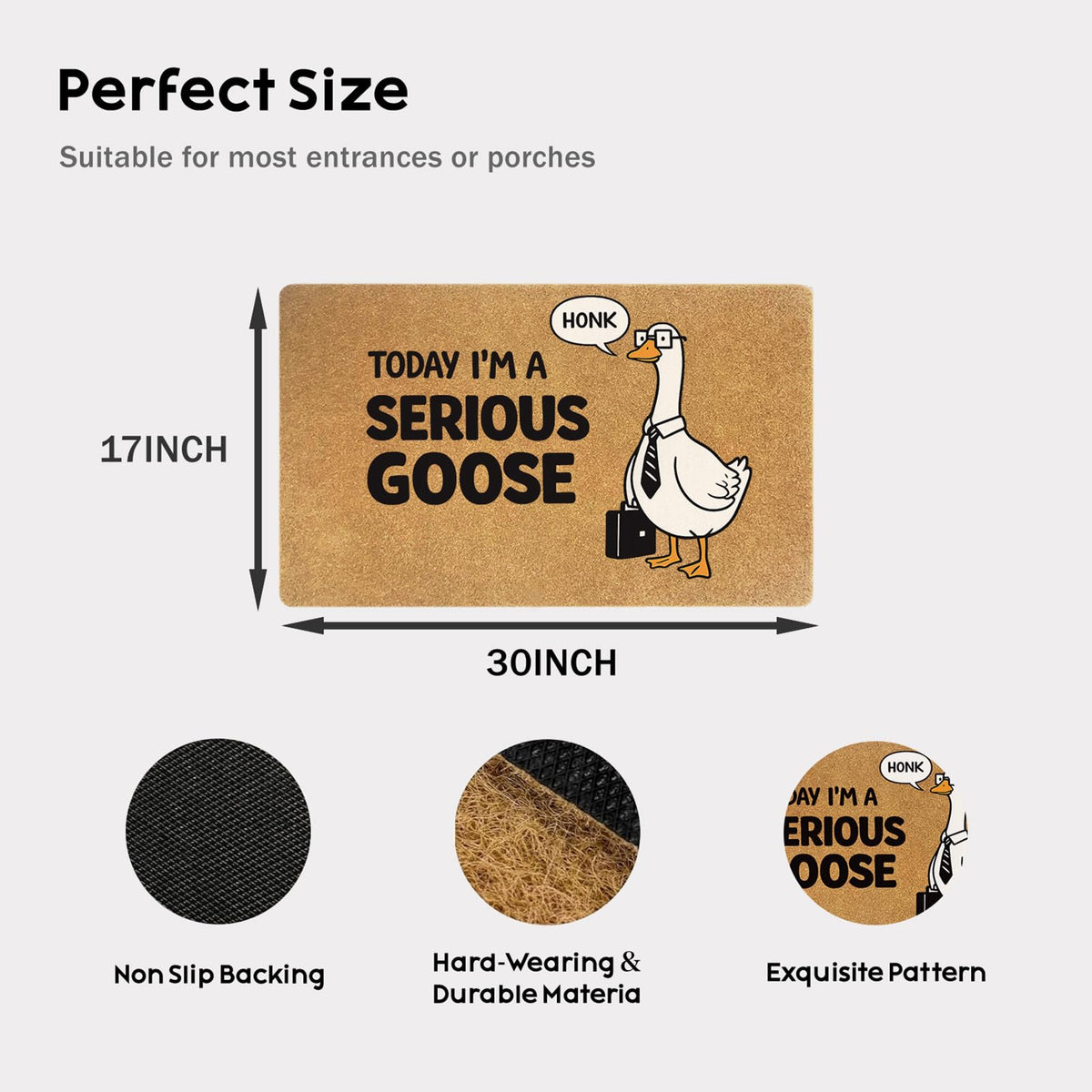 Today I’m A Serious Goose Honk Coir Welcome Doormat 17x30 (Serious Business Goose)