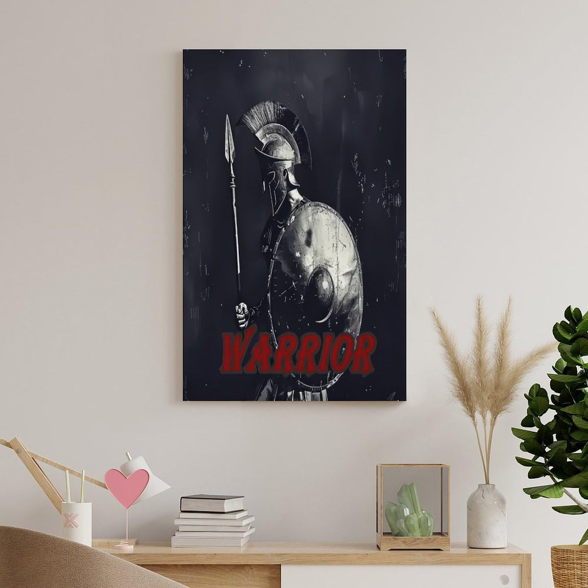 Warrior Spartan Art Poster Canvas Printing Wall Art Prints Wall Decor Posters Ancient Greek Soldier Helmet Shield Spear Battle Style Dark Blue Living Room Bedroom Office Gym Decor 16x24inch (style-5 / 16x24inch(40x60cm) Unframe)