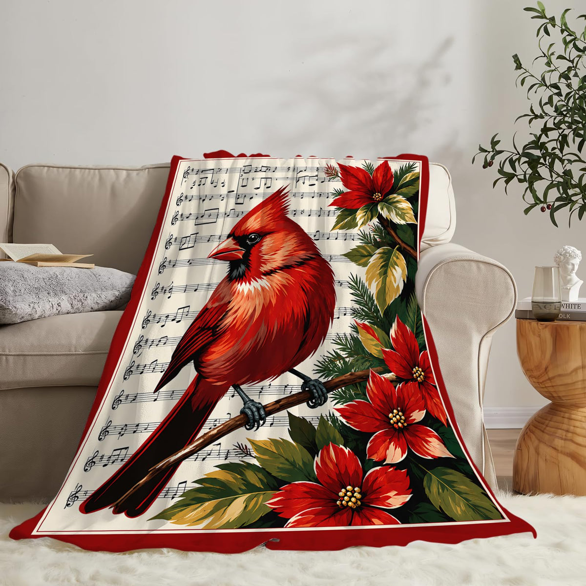 Christmas Cardinal Blanket Bird Lover Gifts Throw Blanket 40"X50" (40"x50" / Cardinal01)