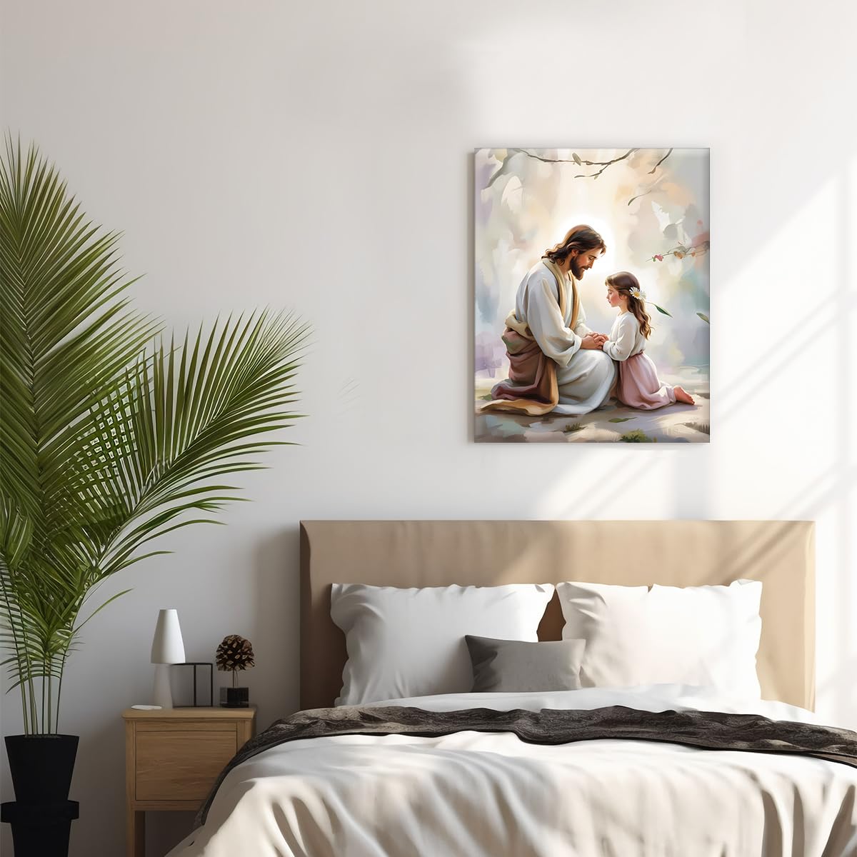 Christian Jesus and Little Girl Wall Art Jesus with Children Wall Decor (Jesus and Little Girl)